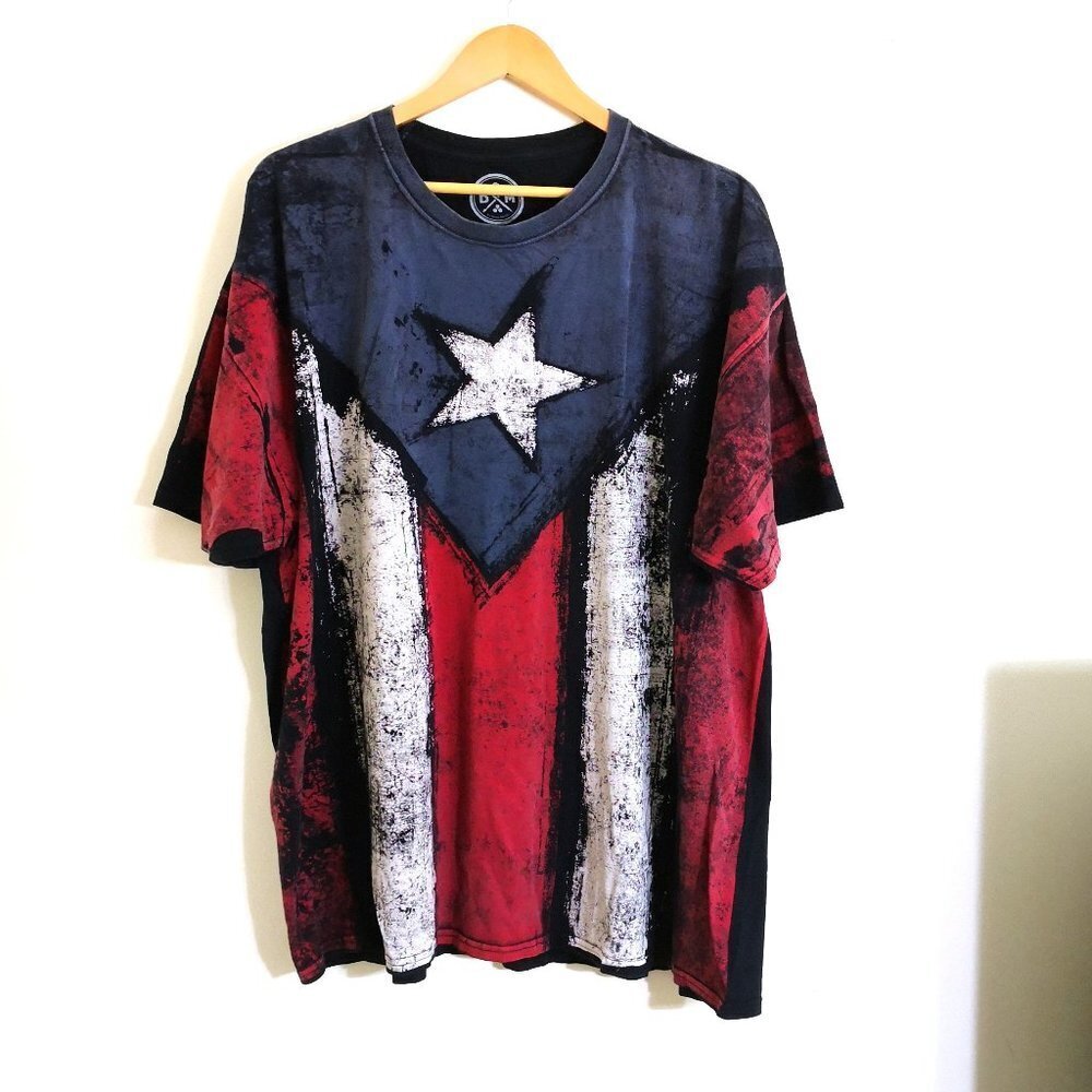 ODM Men's Art Graphic T-shirt Star and Strip Short Sleeves Size 3XL